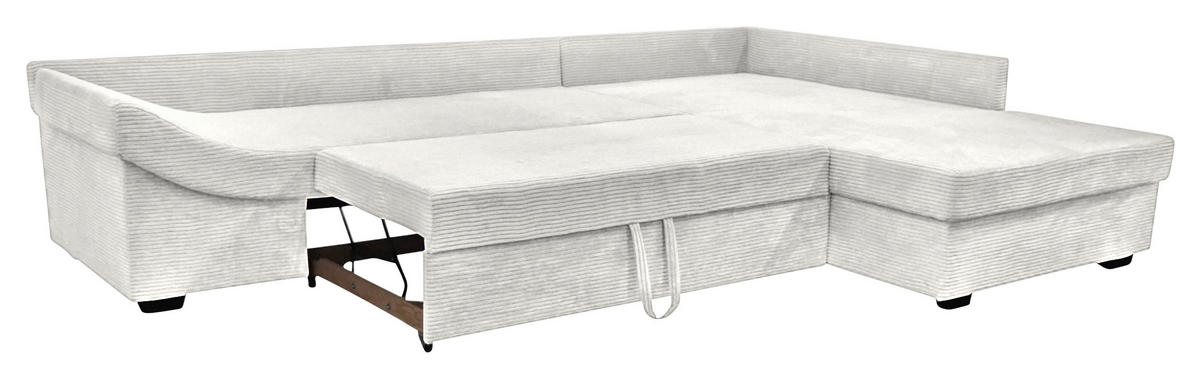 ECKSOFA Naturfarben Cord Zierkissen, Rückenkissen, Schlaffunktion, Rücken echt, Liegefläche im Originalstoff  - Schwarz/Naturfarben, KONVENTIONELL, Holz/Textil (298/202cm) - Carryhome