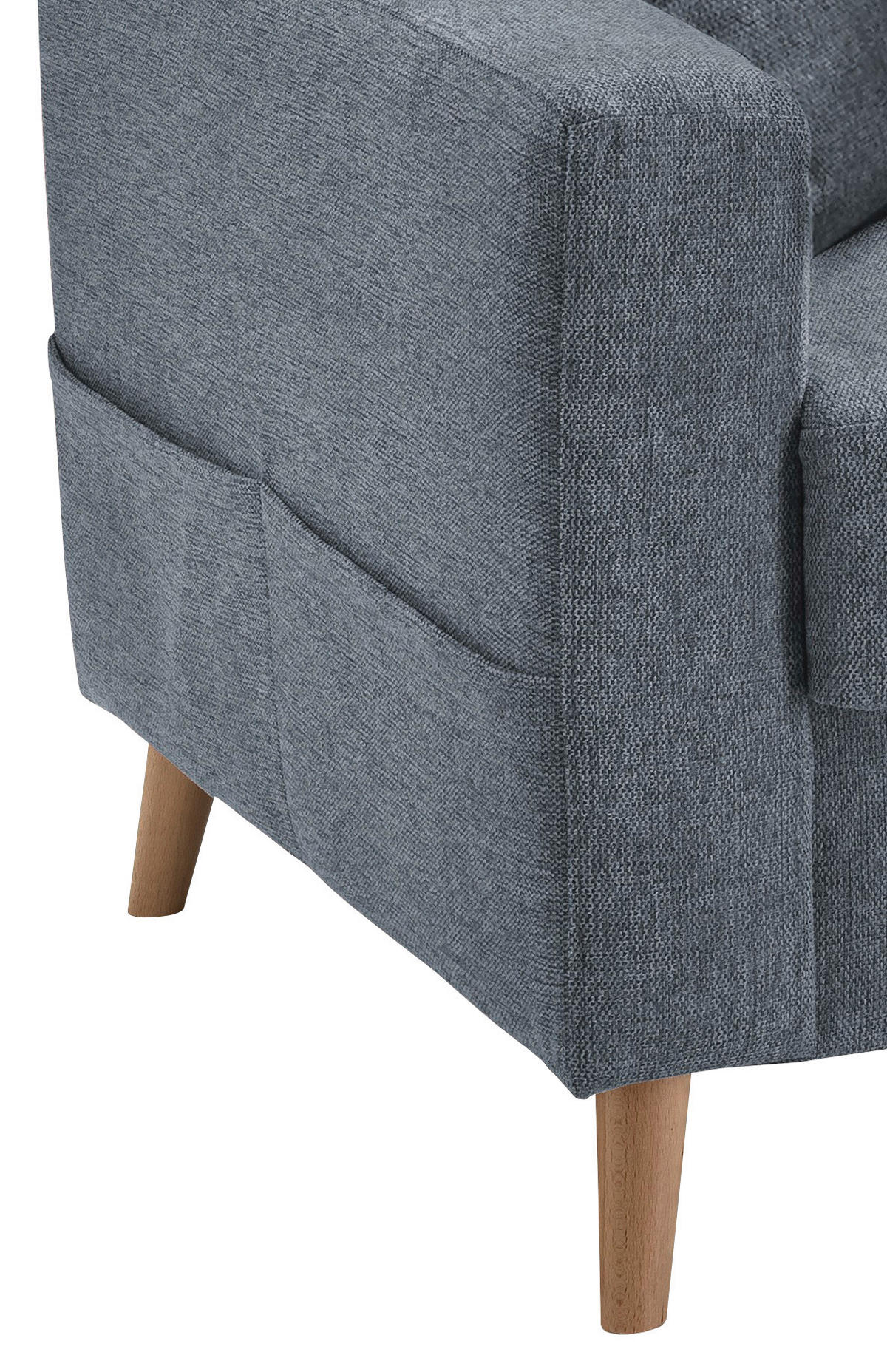 ECKSOFA in Struktur Blau  - Blau/Naturfarben, Konventionell, Holz/Textil (228/150cm) - P & B