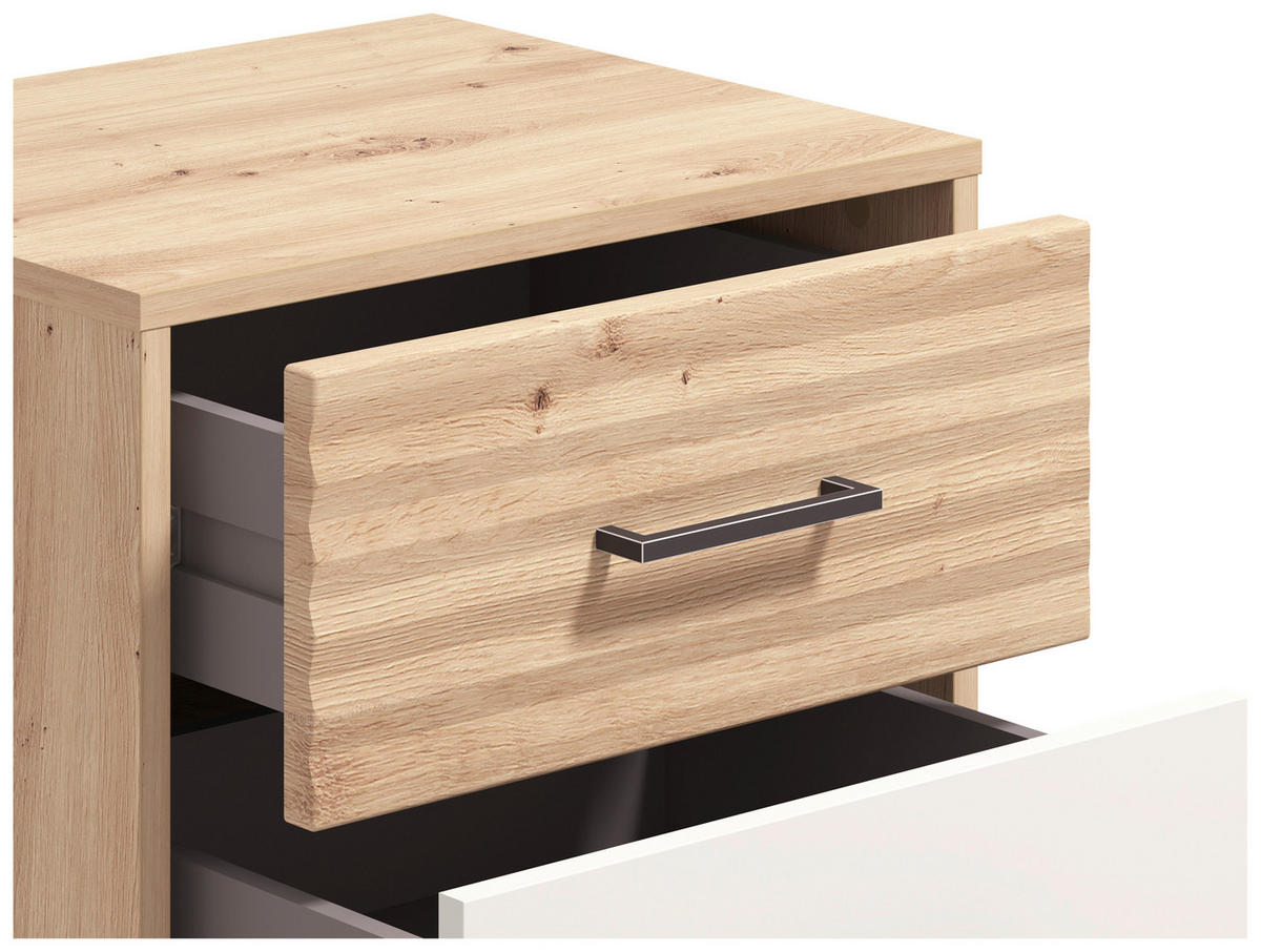 NACHTKÄSTCHEN  in Kaschmir, Eiche Artisan  - Kaschmir/Schwarz, KONVENTIONELL, Holzwerkstoff (48/44cm) - Stylife