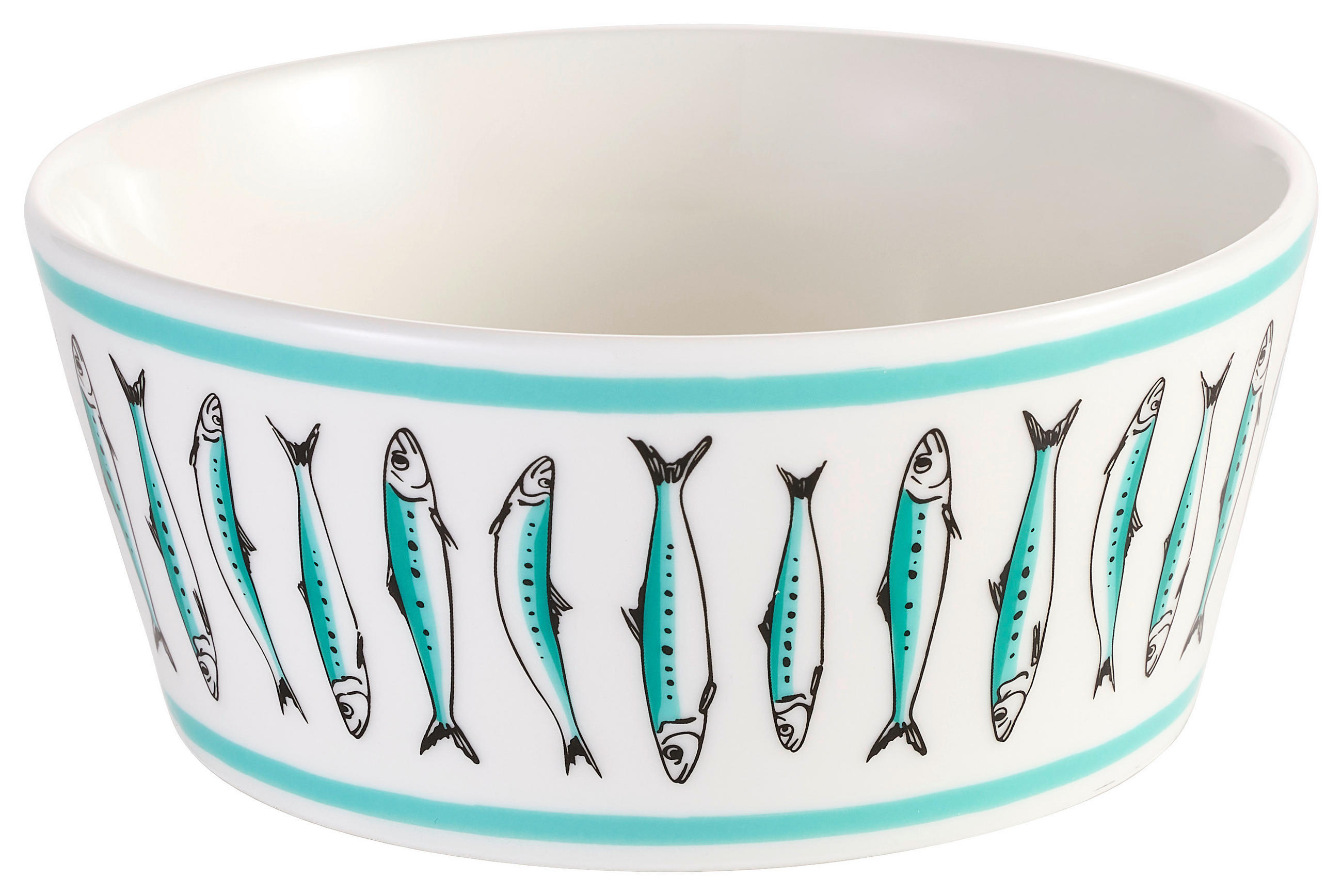 MÜSLISCHALE  - Türkis/Weiß, Basics, Keramik (14/6cm)