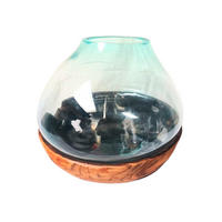 VASE 40 cm  - Klar/Ecru, Natur, Glas/Holz (45/40cm) - Ambia Home