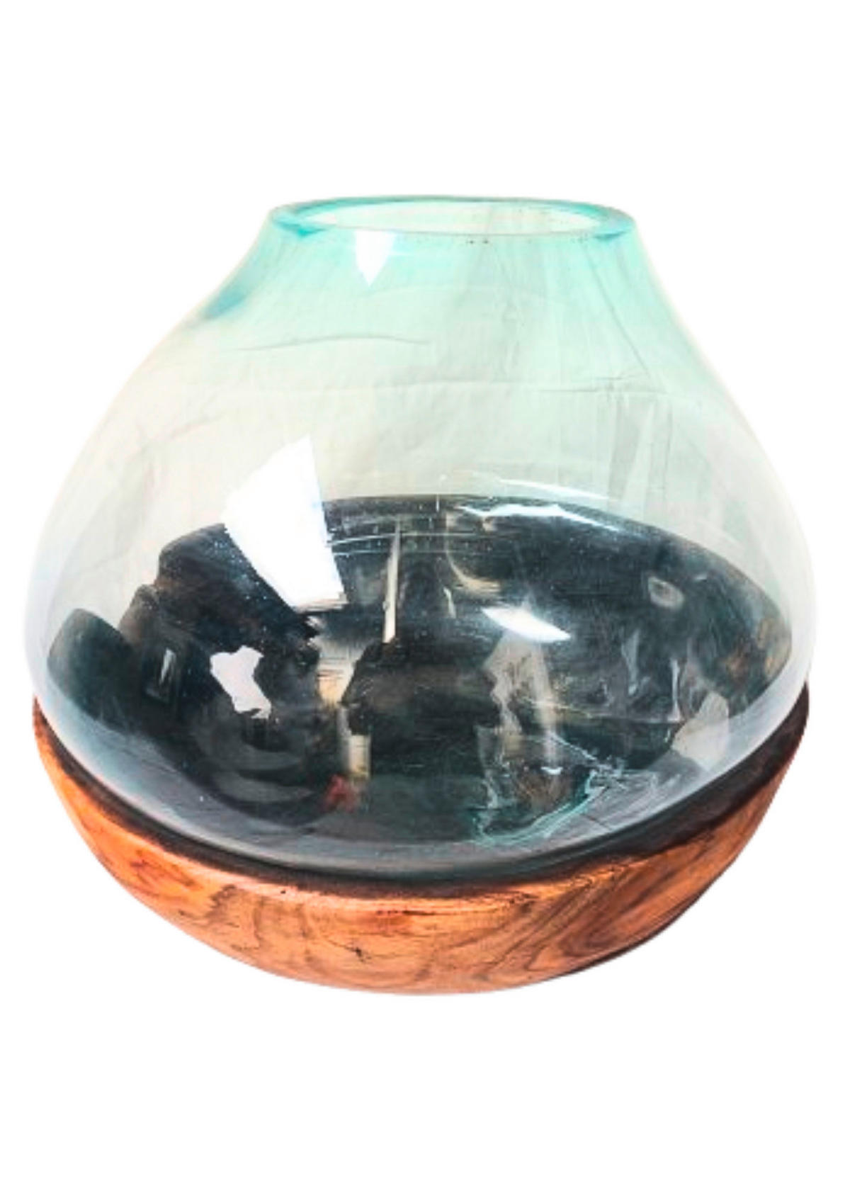 VASE 40 cm  - Klar/Ecru, Natur, Glas/Holz (45/40cm) - Ambia Home