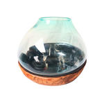 VASE 40 cm  - Klar/Ecru, Natur, Glas/Holz (45/40cm) - Ambia Home