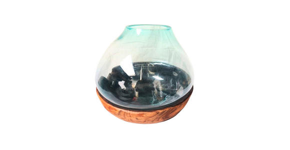 VASE 40 cm - Klar/Ecru, Natur, Glas/Holz (45/40cm) - Ambia Home