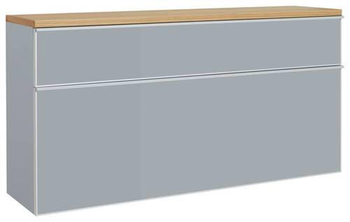 HÄNGESCHUHSCHRANK Balkeneiche furniert Grau, Eichefarben - Eichefarben/Silberfarben, Design, Glas/Holz (120/61/31cm)