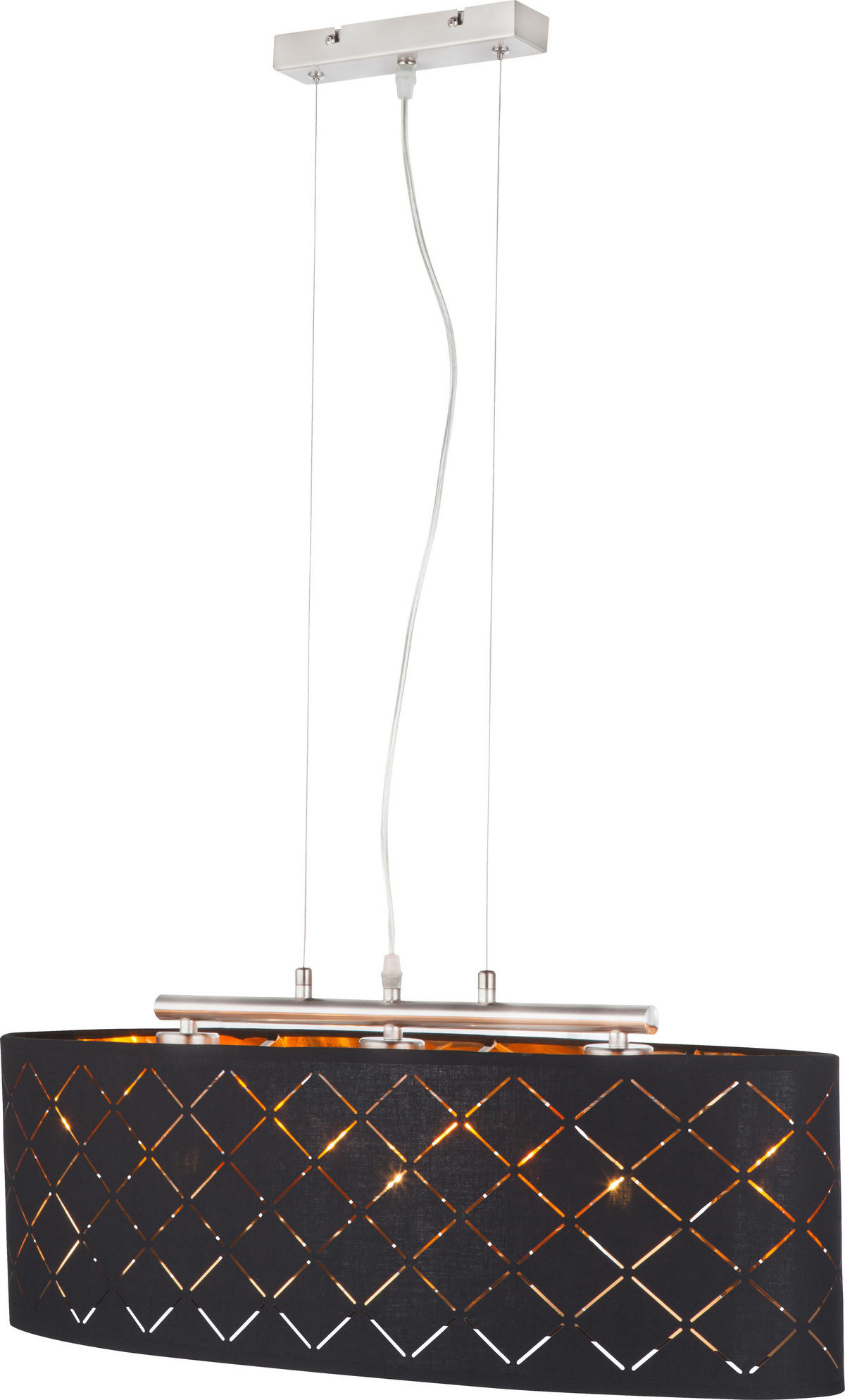 HÄNGELEUCHTE 65/25/140 cm  - Goldfarben/Schwarz, Basics, Textil/Metall (65/25/140cm) - Globo