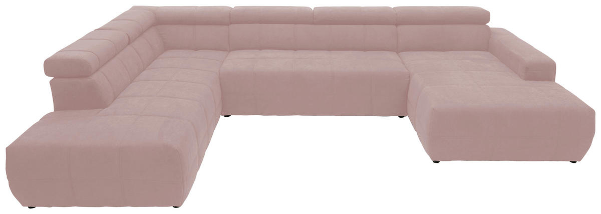 WOHNLANDSCHAFT Rosa Mikrofaser  - Schwarz/Rosa, Design, Kunststoff/Textil (228/359/175cm) - MID.YOU