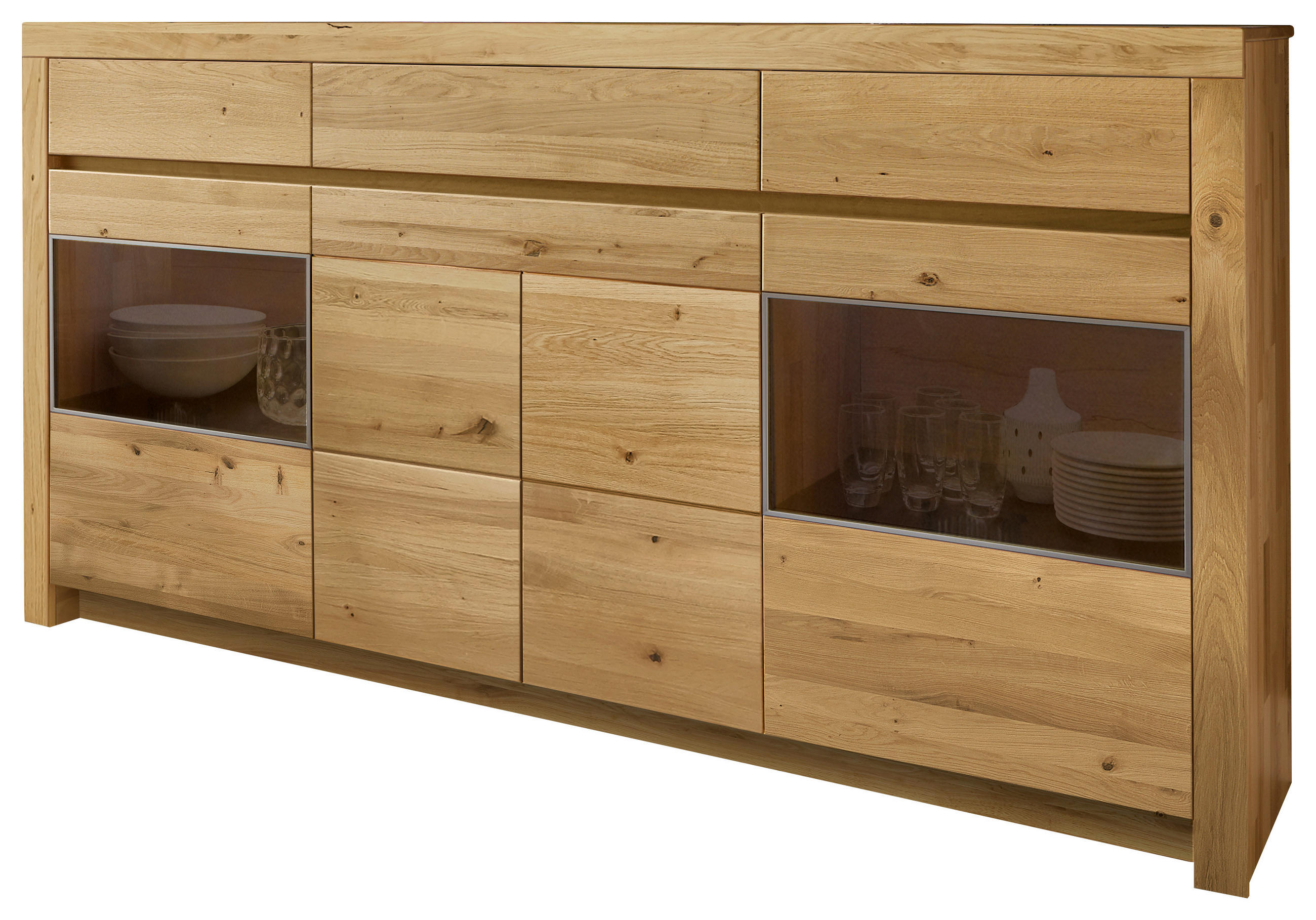 HIGHBOARD  211,2/110,5/42,1 cm  - Wildeiche, Design, Glas/Holz (211,2/110,5/42,1cm) - Valdera