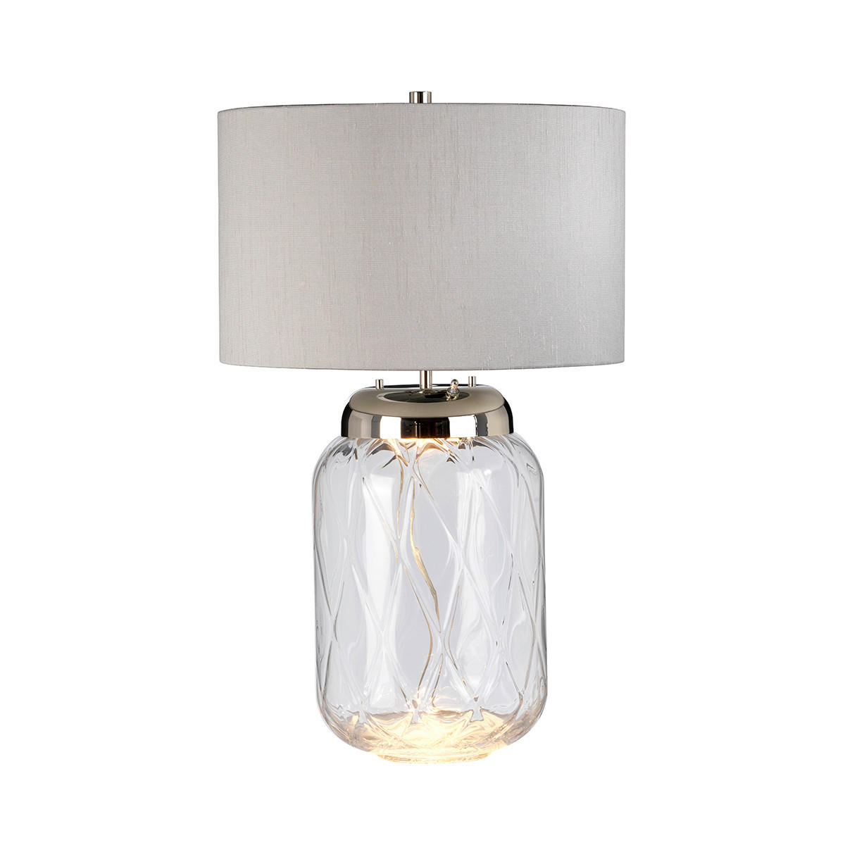 TISCHLEUCHTE - Klar/Nickelfarben, Design, Glas/Textil (41/67.5cm) - Elstead Lighting