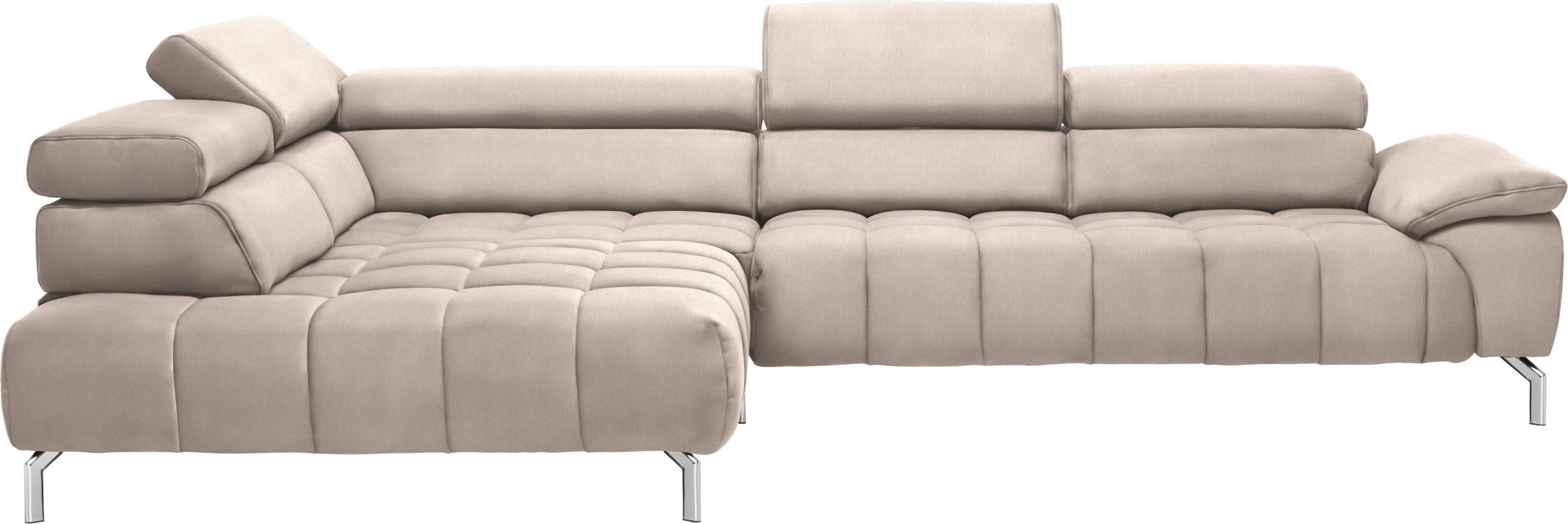 ECKSOFA  in Chenille Creme, Naturfarben  222/323 cm  - Chromfarben/Creme, Design, Textil/Metall (222/323cm) - Beldomo Style
