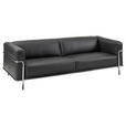 3-SITZER-SOFA Mandia in Echtleder Schwarz  - Chromfarben/Schwarz, Design, Leder/Metall (236/67/96cm) - Johann Jakob