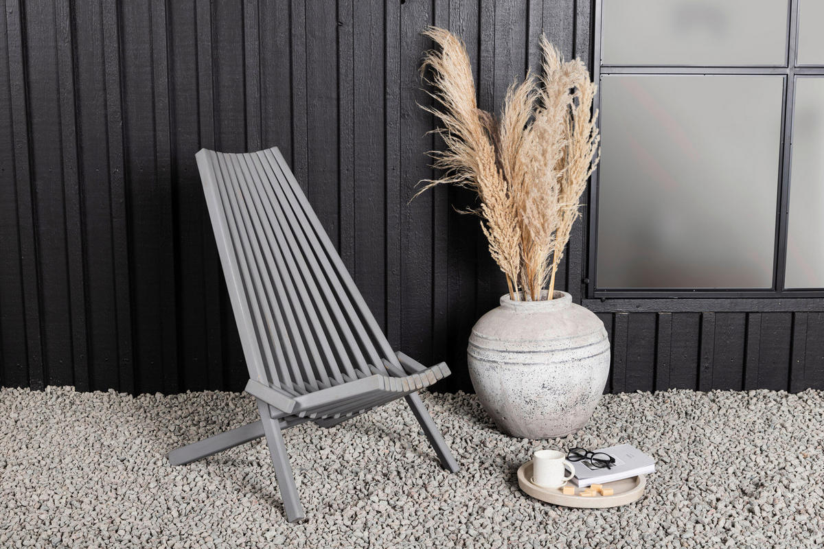 LOUNGEFÅTÖLJ  - mörkgrå/beige, Modern, trä/textil (57/79/73cm) - Gardenson