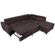 ECKSOFA Dunkelbraun Velours  - Dunkelbraun/Schwarz, KONVENTIONELL, Textil/Metall (255/217cm) - Carryhome