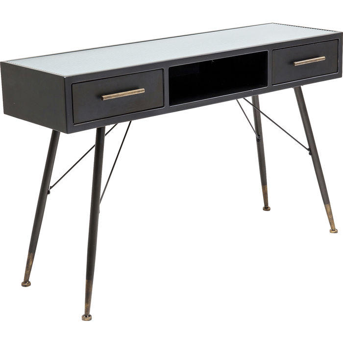 KONSOLENTISCH in Metall, Glas, Holzwerkstoff 120/38/76 cm    - Schwarz, Design, Glas/Holzwerkstoff (120/38/76cm) - Kare-Design