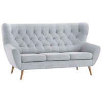 3-SITZER-SOFA in Flachgewebe Hellgrau  - Hellgrau, Design, Holz/Textil (187/101/95cm) - Stylife