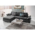 ECKSOFA Grau Webstoff  - Chromfarben/Grau, Design, Kunststoff/Textil (302/187cm) - Carryhome