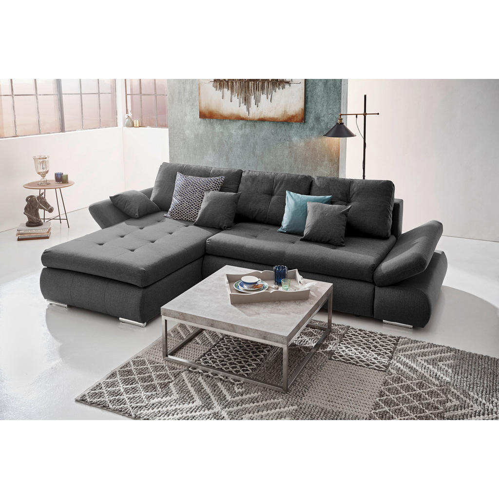 Thumbnail - Carryhome Ecksofa, Grau, Textil, 3-Sitzer, Füllung: Schaumstoff, Ottomane rechts, seitenverkehrt montierbar, L-Form, 302...