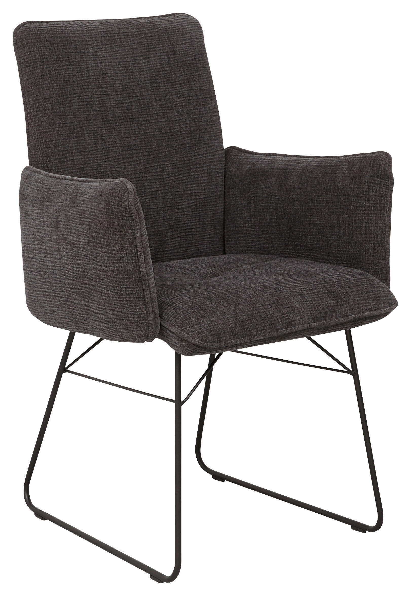 ARMLEHNSTUHL  Lederauswahl, Stoffauswahl, Typenauswahl, inklusive Armlehnen, Gestellauswahl Mikrofaser  - Anthrazit/Schwarz, Design, Textil/Metall (61/91/60cm) - Dieter Knoll