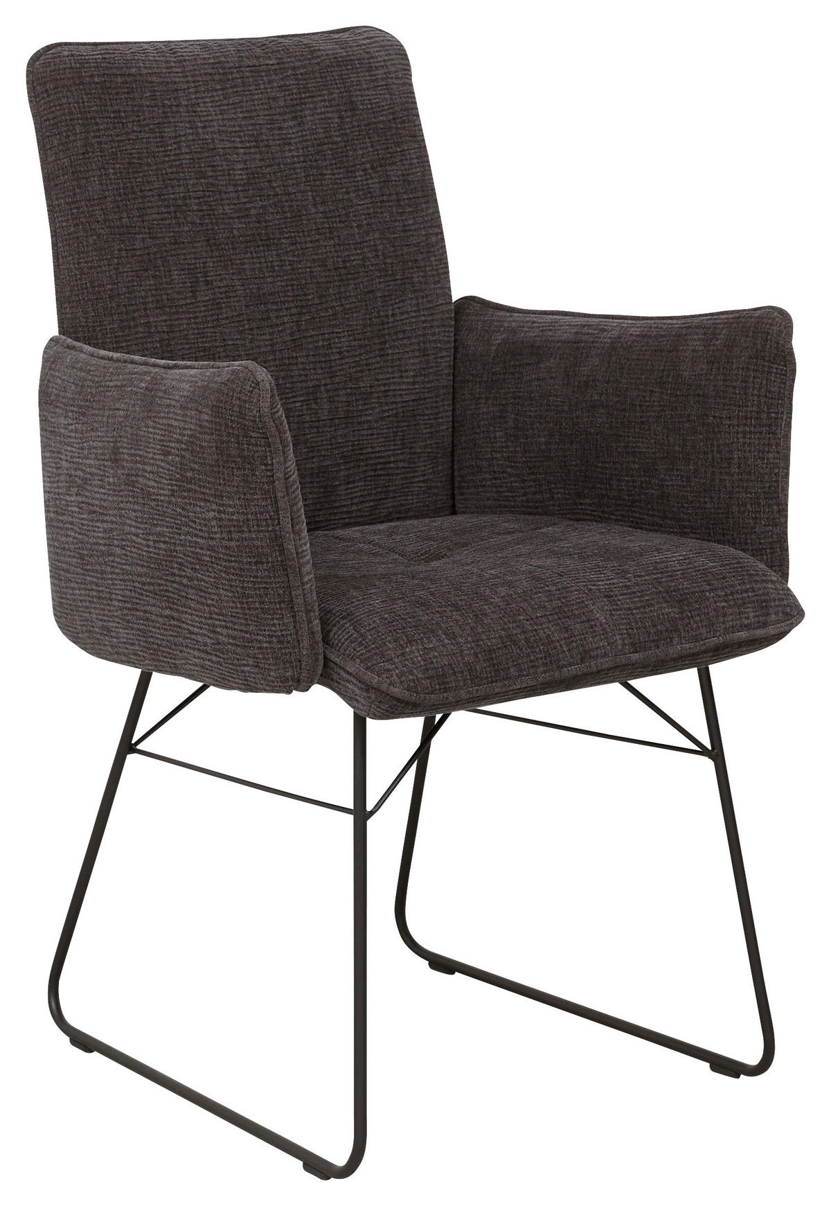 ARMLEHNSTUHL  Lederauswahl, Stoffauswahl, Typenauswahl, inklusive Armlehnen, Gestellauswahl Mikrofaser  - Anthrazit/Schwarz, Design, Textil/Metall (61/91/60cm) - Dieter Knoll