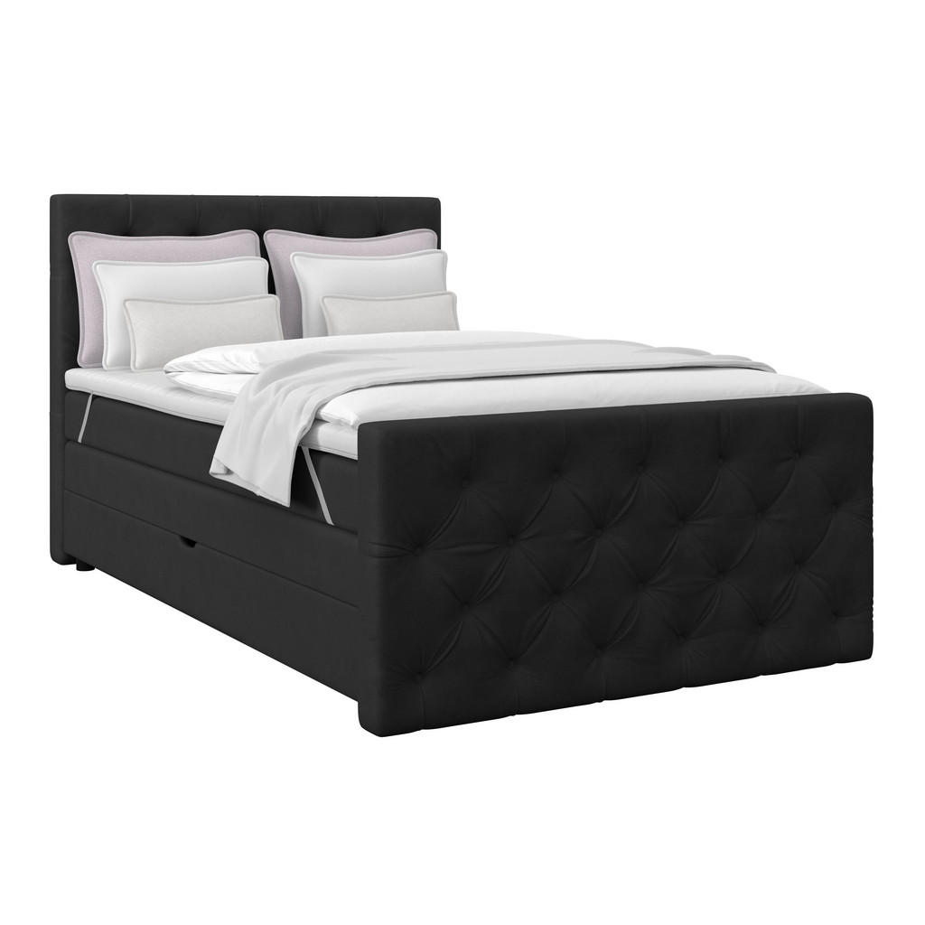 Boxspringbett Elio Schwarz 140x200 Cm H2