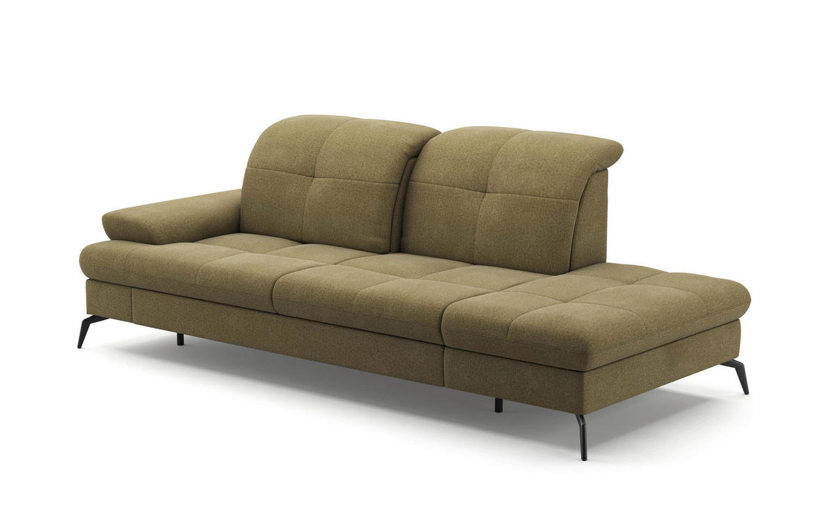 RÉCAMIERE in Flachgewebe Olivgrün  - Schwarz/Olivgrün, Konventionell, Textil/Metall (231/90/122cm) - Sit & More