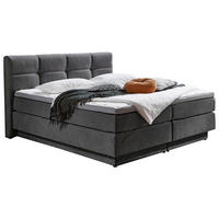 BOXSPRINGBETT 160/200 cm,  in Grau, Matratze, Bettkasten, Topper, H3 + H4 = fest + sehr fest  - Schwarz/Grau, Konventionell, Kunststoff/Textil (160/200cm) - Carryhome