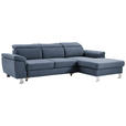 ECKSOFA in Webstoff Blau  - Blau/Silberfarben, Design, Textil/Metall (250/167cm) - Xora