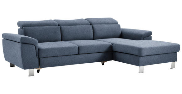 ECKSOFA in Webstoff Blau  - Blau/Silberfarben, Design, Textil/Metall (250/167cm) - Xora