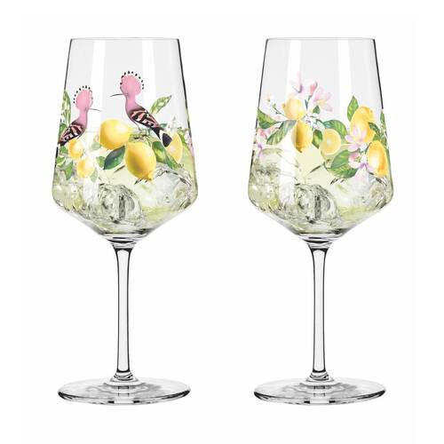SPRITZERGLAS Sommertau 544 ml 2-teilig - Gelb/Rosa, LIFESTYLE, Glas (9,3/22,5/9,3cm) - Ritzenhoff