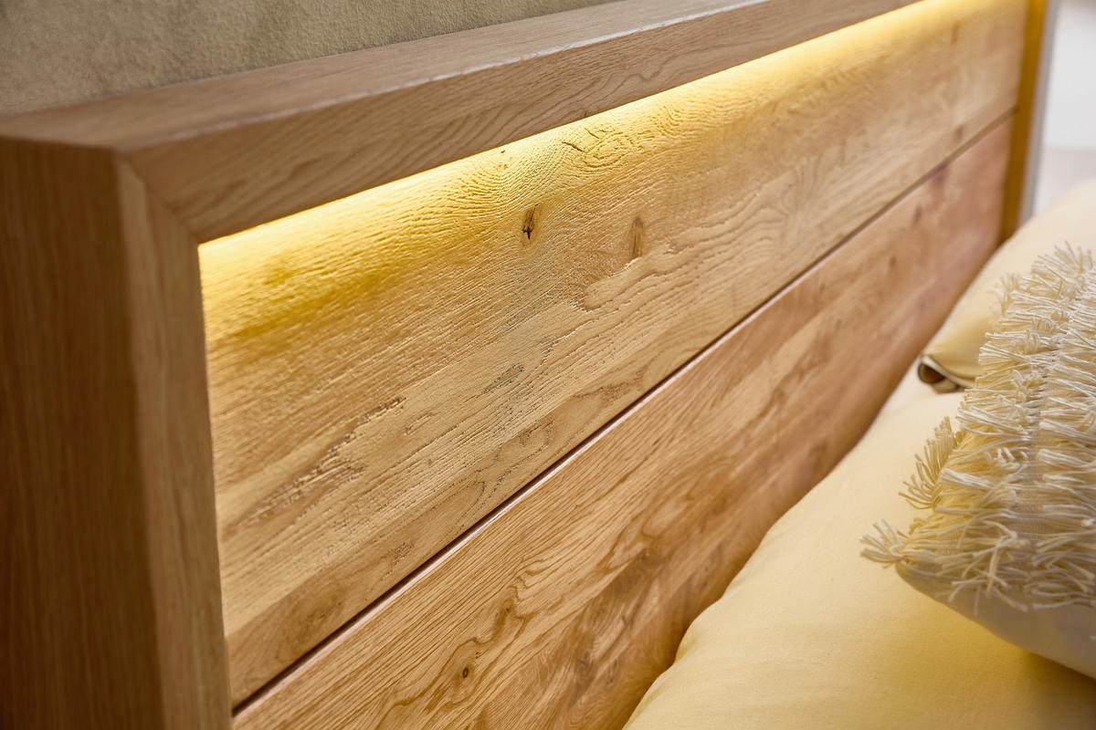 BETT 200/200 cm,  in Naturfarben, Wildeiche, Beleuchtung,  - Wildeiche/Naturfarben, MODERN, Holz (200/200cm) - MID.YOU