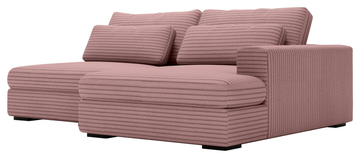 ECKSOFA in Cord Rosa  - Schwarz/Rosa, Design, Kunststoff/Textil (223/158cm) - Lomoco