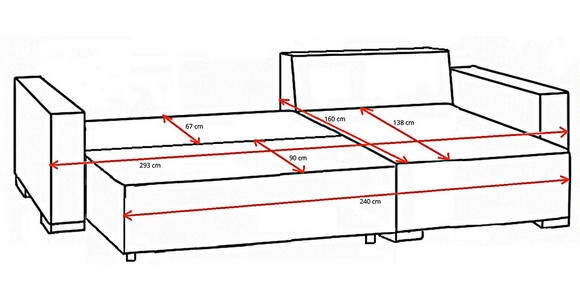 ECKSOFA  in Cord Rosa  - Braun/Rosa, KONVENTIONELL, Holz/Textil (293/160cm) - Carryhome