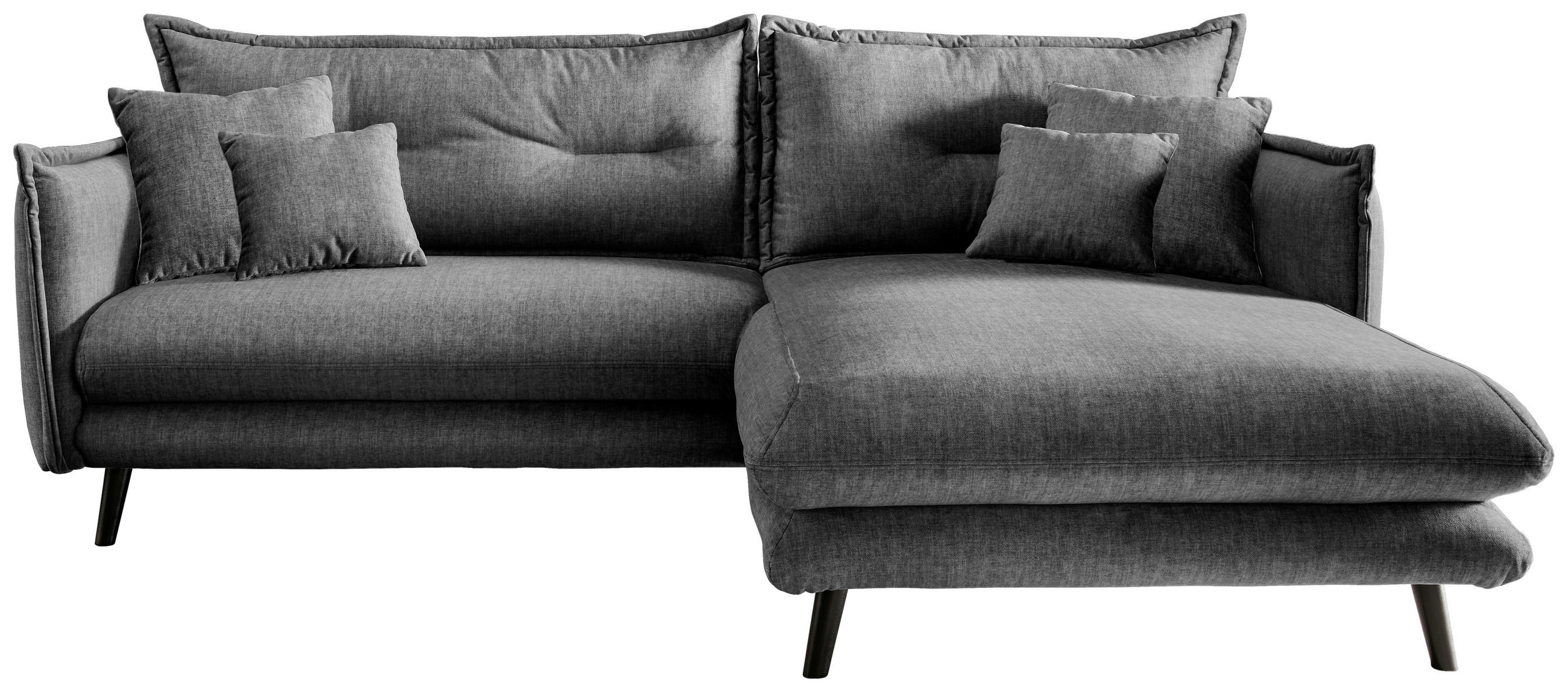 ECKSOFA Grau Velours  - Schwarz/Grau, MODERN, Holz/Textil (255/180cm) - Livetastic