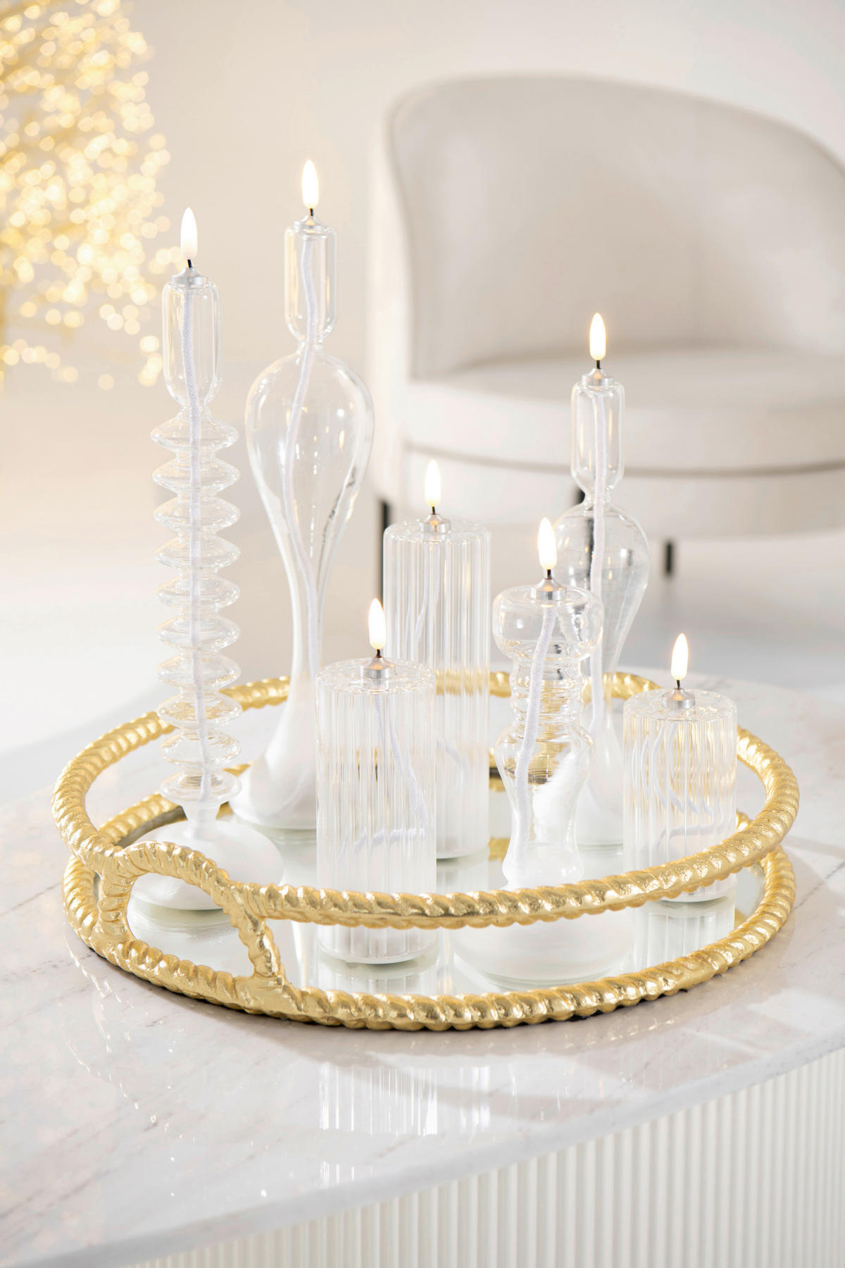 LED-KERZE  - Transparent, Basics, Glas/Textil (7,5/7,5/26cm) - Ambia Home