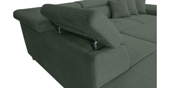 ECKSOFA inkl. Funktionen Waldgrün Cord - Waldgrün/Silberfarben, Design, Textil/Metall (226/257cm) - Xora