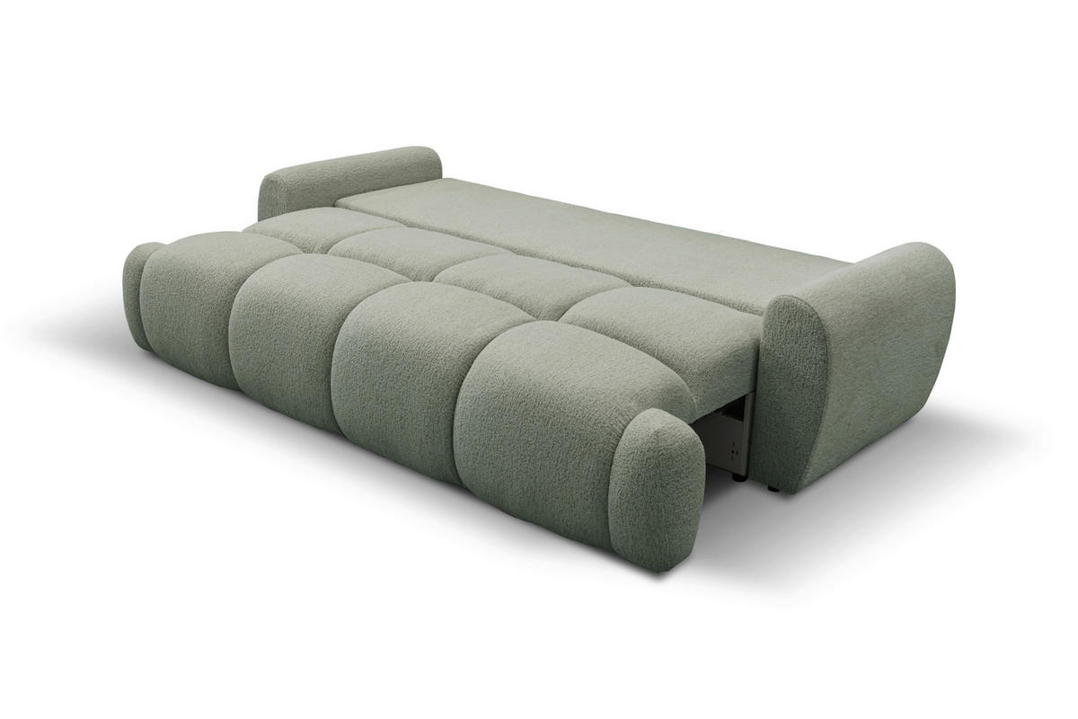 SCHLAFSOFA ALBA Struktur Olivgrün  inkl. Bettkasten, Schlaffunktion  - Schwarz/Olivgrün, Design, Holz/Textil (242/93/104cm) - MID.YOU