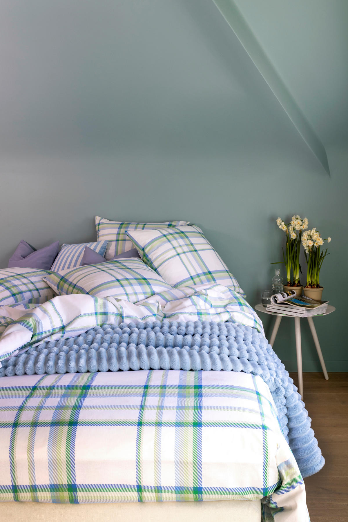 ÁGYNEMŰHUZAT-GARNITÚRA 140/200 cm  - világoskék/világoszöld, Basics, textil (140/200cm) - MISTRAL