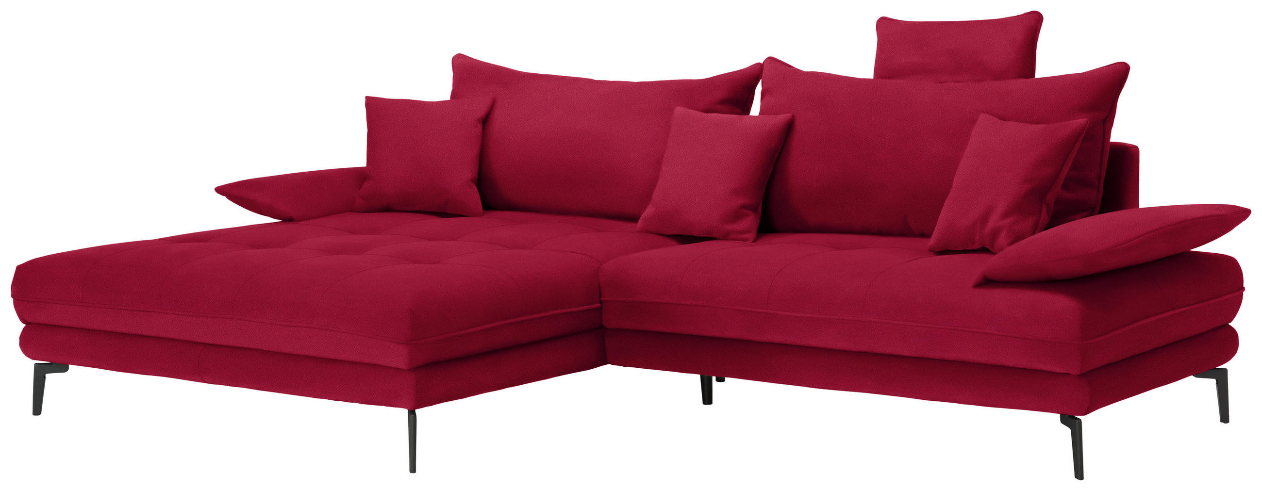 ECKSOFA PRATO Rot Flachgewebe  - Rot/Schwarz, MODERN, Textil/Metall (176/292cm) - MID.YOU