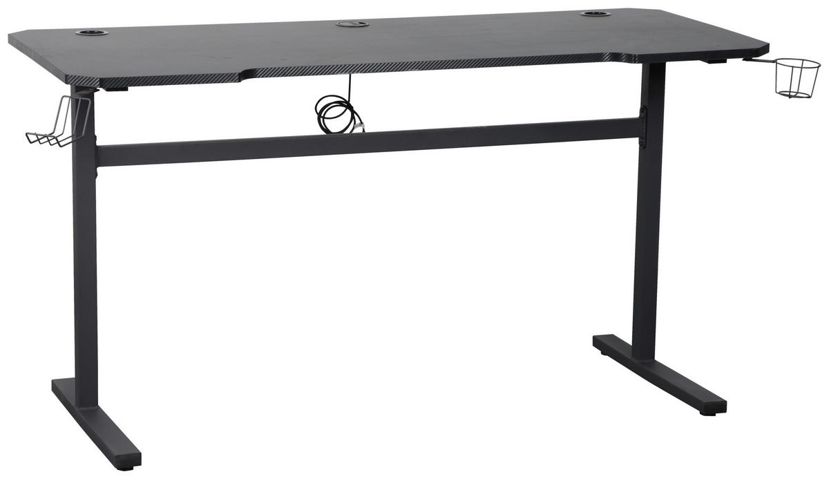 GAMINGTISCH Schwarz  - Schwarz, Design, Holzwerkstoff/Metall (160/70/75cm) - Carryhome