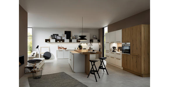 EINBAUKÜCHE   - Eichefarben/Weiß, KONVENTIONELL, Holzwerkstoff - Dieter Knoll