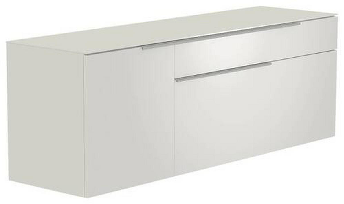 LOWBOARD  in 160/65/45 cm  - Alufarben/Weiß, Design, Glas/Holzwerkstoff (160/65/45cm) - Moderano