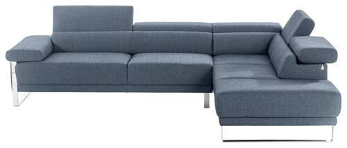 ECKSOFA Blau Chenille  - Chromfarben/Blau, KONVENTIONELL, Textil/Metall (281/230cm) - W.Schillig