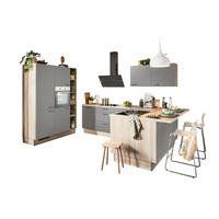 ECKKÜCHE  in Grau, Tannenholzfarben  - Tannenholzfarben/Schwarz, Design, Holzwerkstoff/Metall (150/280/121,6cm) - Xora