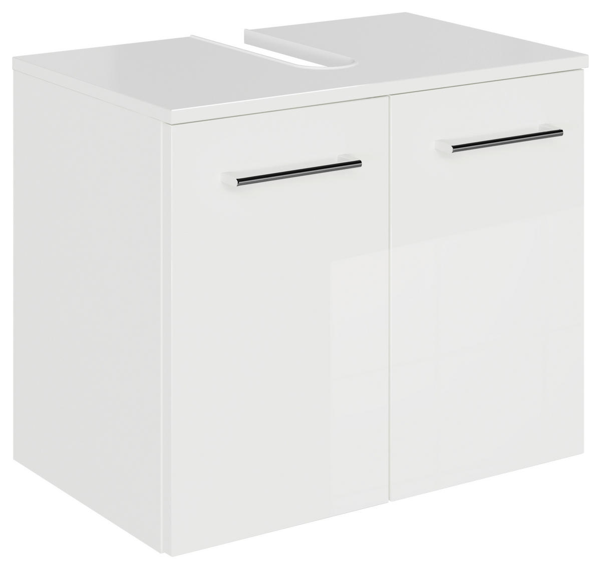 WASCHBECKENUNTERSCHRANK 60/49,8/38,3 cm  - Chromfarben/Weiß Hochglanz, KONVENTIONELL, Holzwerkstoff/Metall (60/49,8/38,3cm) - Sadena