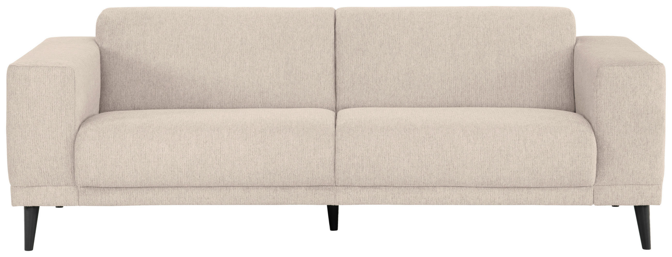 3-SITZER-SOFA Webstoff Beige  - Beige/Schwarz, Design, Holz/Textil (218/77/93cm) - MID.YOU