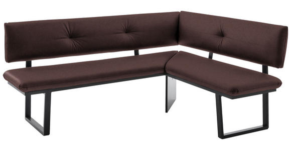 ECKBANK 180/140 cm  in Schwarz, Dunkelbraun  - Dunkelbraun/Schwarz, MODERN, Textil/Metall (180/140cm) - Cantus