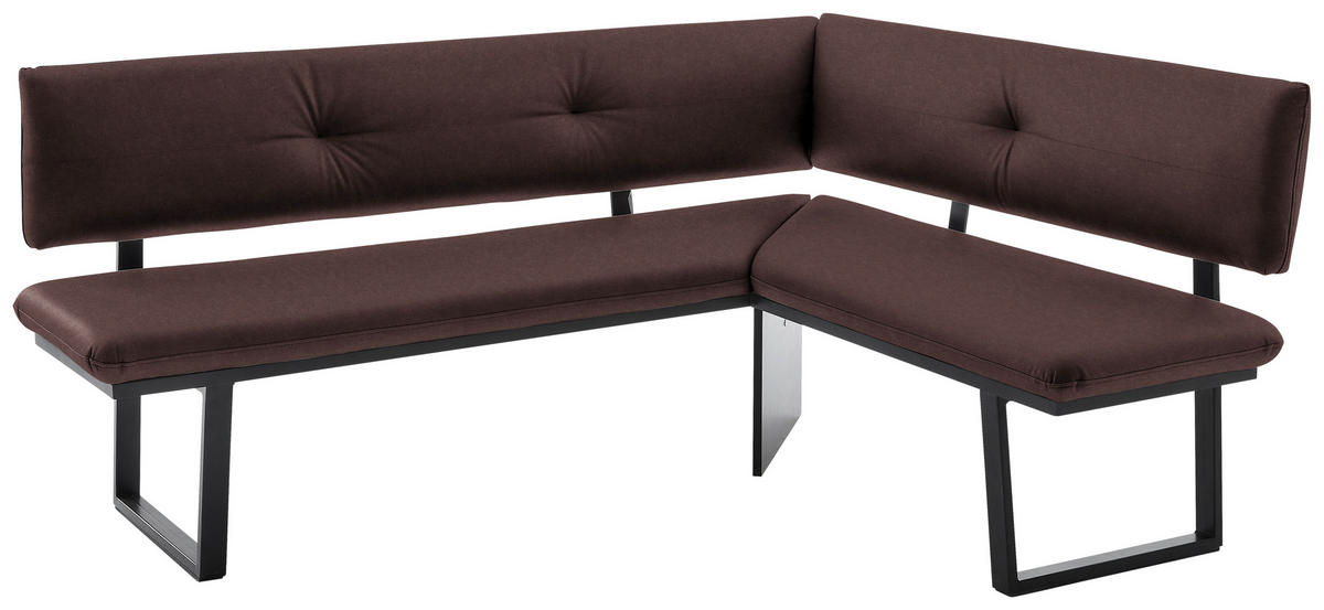 ECKBANK 190/150 cm  in Schwarz, Dunkelbraun  - Dunkelbraun/Schwarz, MODERN, Textil/Metall (190/150cm) - Cantus