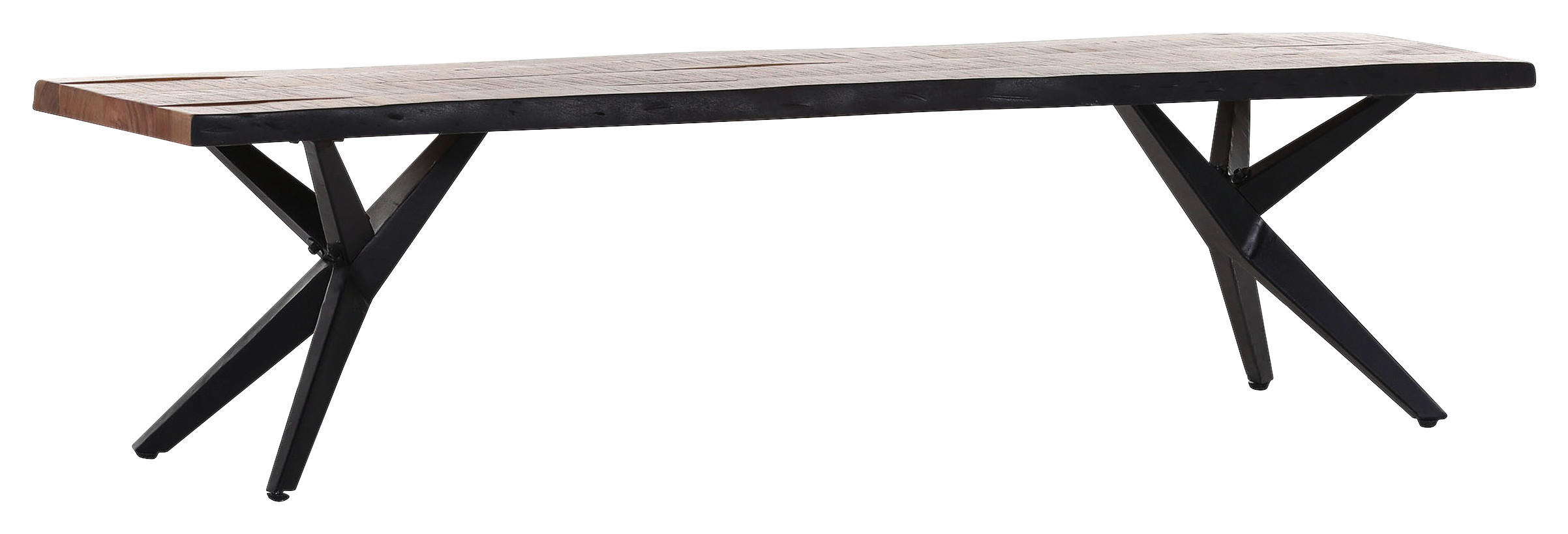 SITZBANK 180/45/45 cm Schwarz, Akaziefarben Akazie massiv - Schwarz/Akaziefarben, Design, Holz/Metall (180/45/45cm) - Landscape
