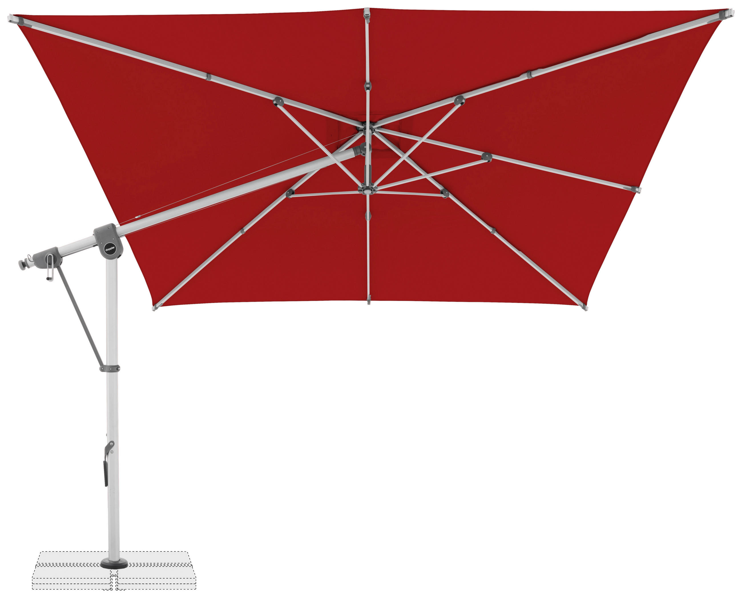 AMPELSCHIRM 300x300 cm  - Rot/Hellgrau, Basics, Textil/Metall (300/300cm) - Doppler