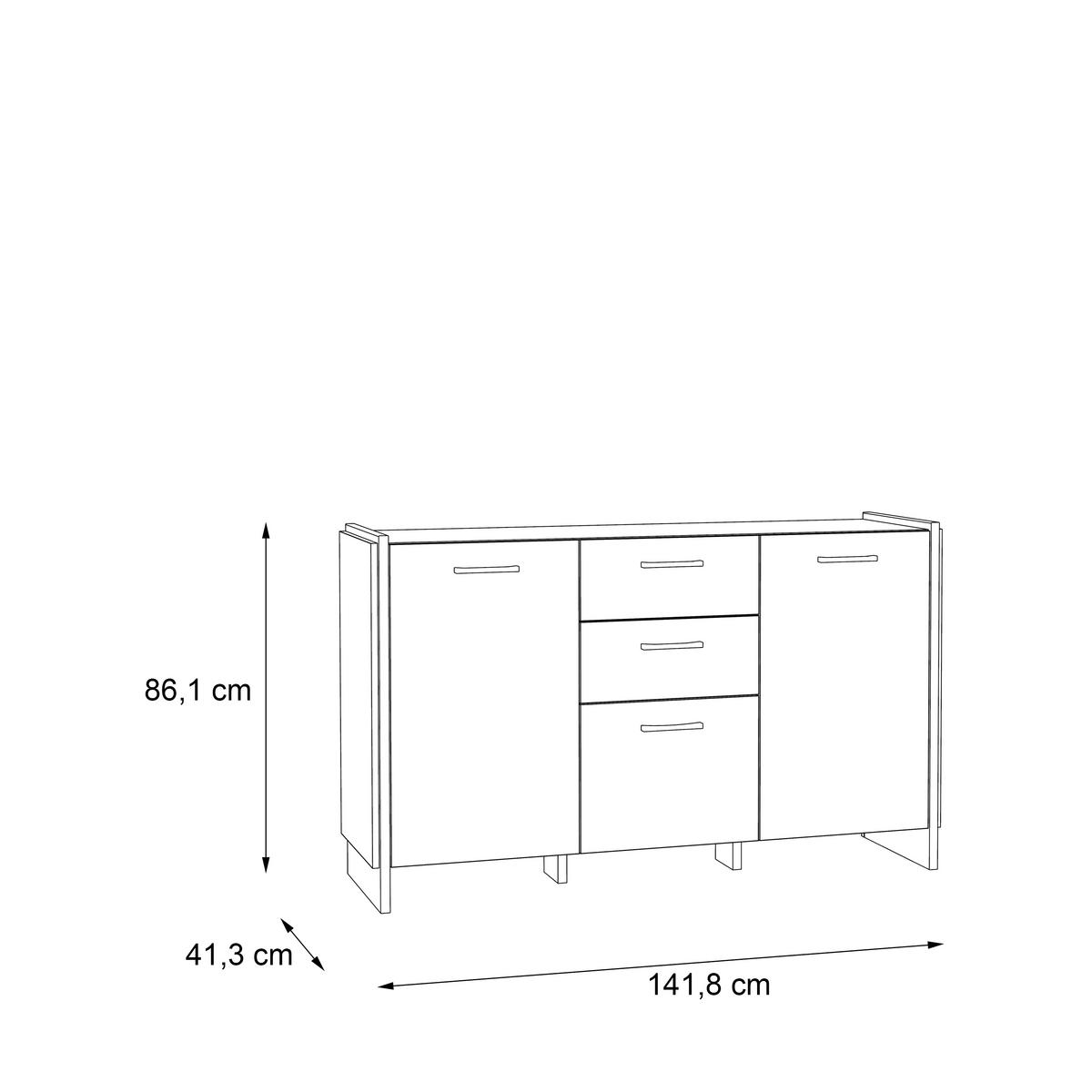 KOMMODE 141,8/86,1/41,3 cm  in Grau, Eiche Artisan  - Eiche Artisan/Grau, Konventionell, Holzwerkstoff/Kunststoff (141,8/86,1/41,3cm) - Hom`in